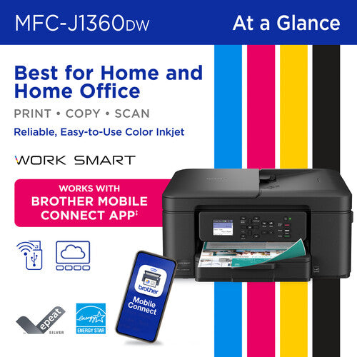 Brother WorkSmart MFC-J1360DW Wireless Color Inkjet All-in-One Printer