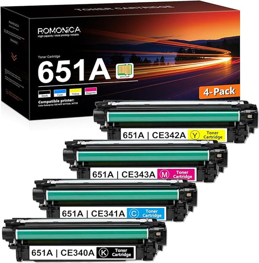 651A High Yield Toner Cartridges 4-Pack   HP 651A CE340A CE341A CE342A CE343A Toner Color Enterprise 700 MFP M775f M775z M775dn