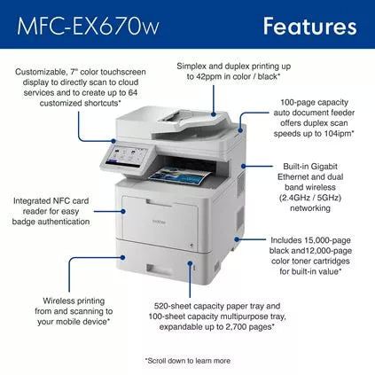 Brother Workhorse Series  MFC EX670W  Copy Print Scan Fax WKH