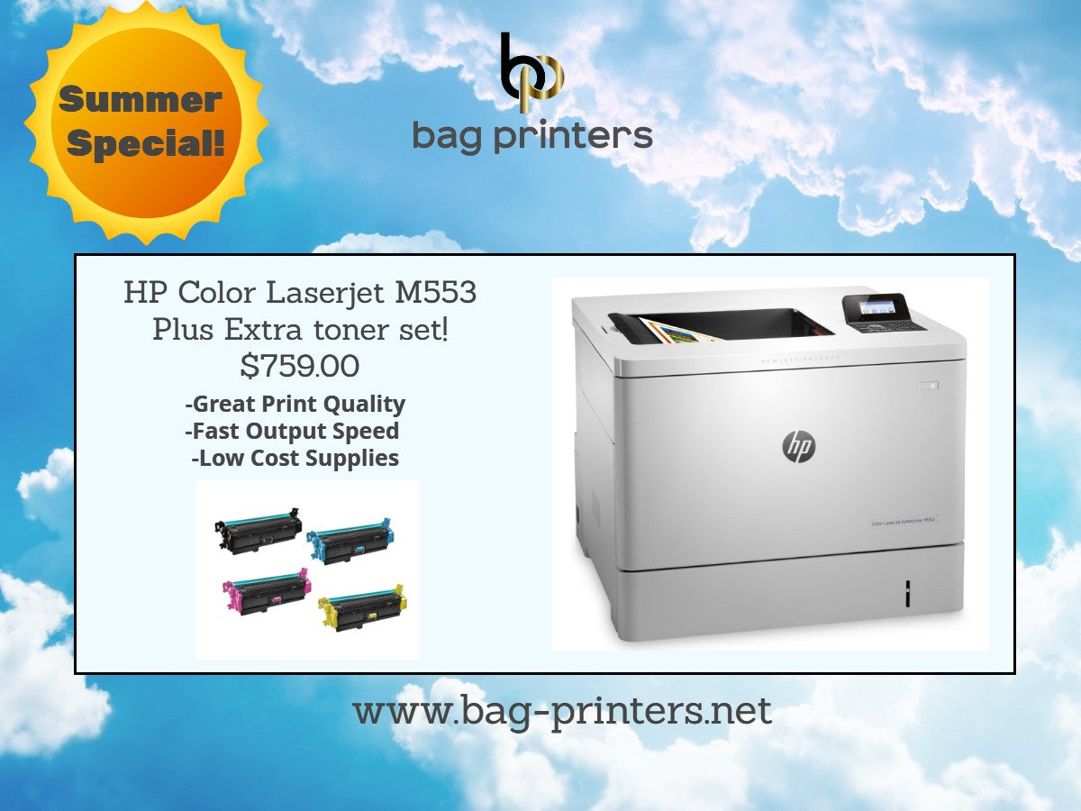 HP Laserjet M553N B5L24A Network USB Color Printer-M553 XTRA TONER SET S53 SUMMER
