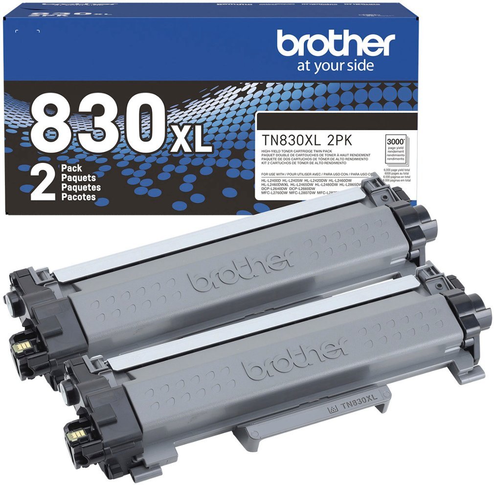 Brother TN830XL 2-Pack High-Yield Toner Cartridges - Black