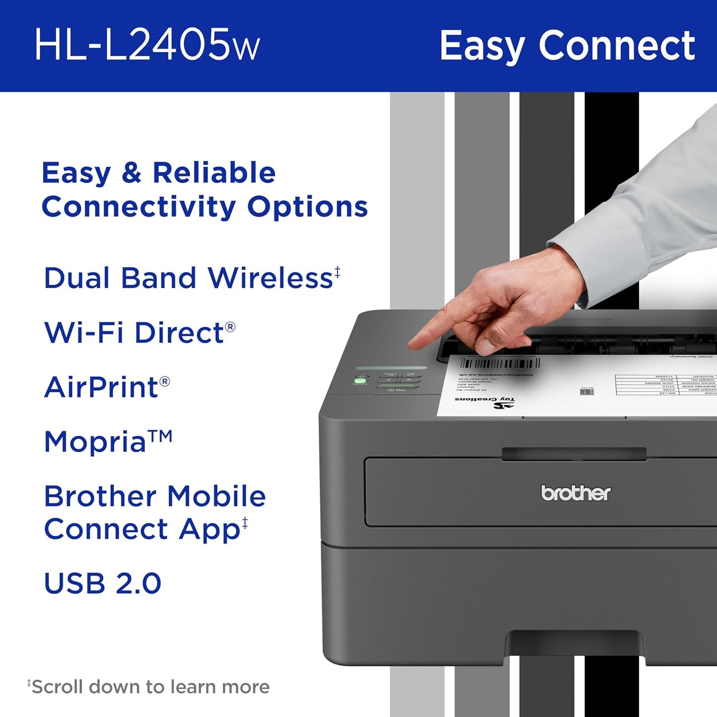 Brother HL-L2405W Brother HL-L2405W Wireless Compact Mono Laser w Mobile Printing