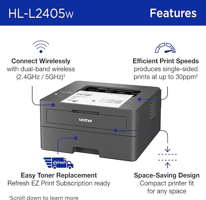 Brother HL-L2405W Brother HL-L2405W Wireless Compact Mono Laser w Mobile Printing