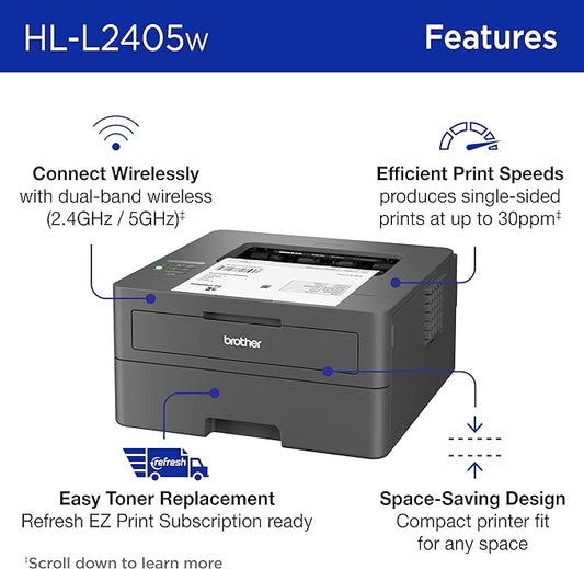Brother HL-L2405W Brother HL-L2405W Wireless Compact Mono Laser w Mobile Printing