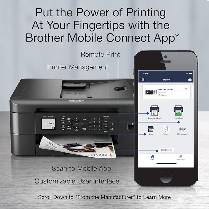 Brother MFC-J1010DW Wireless Color Inkjet All-in-One Printer with Mobile Device and Duplex Printing