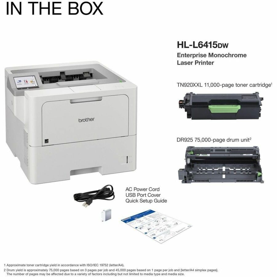 Brother HL L6415DW Duplex Network Wifi Printer Cloud Security TN920 DR925