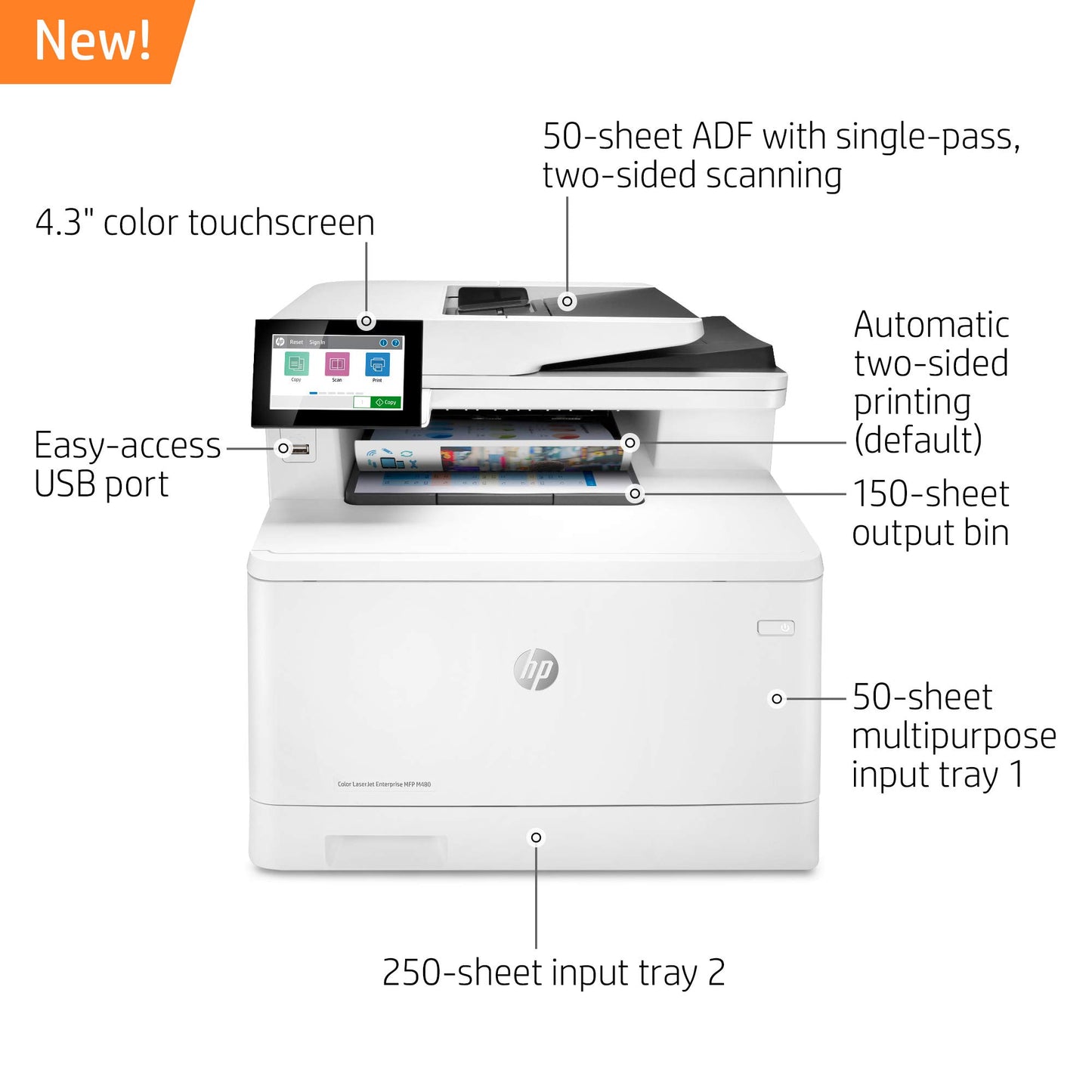 HP Color Laserjet M480F All In One 3QA55A Wifi Duplex Scanner RFB