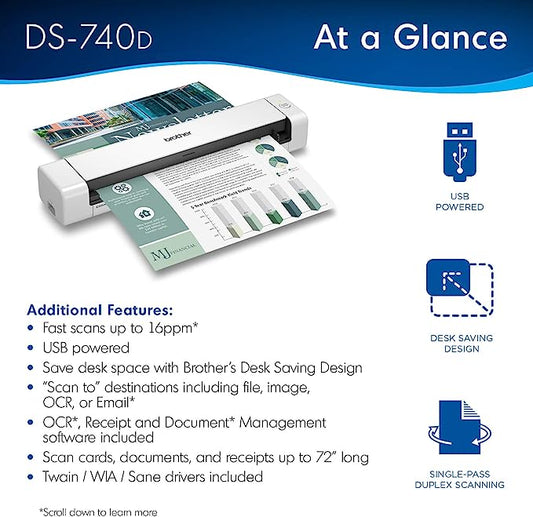 Brother DS-740D USB Portable Document Scanner