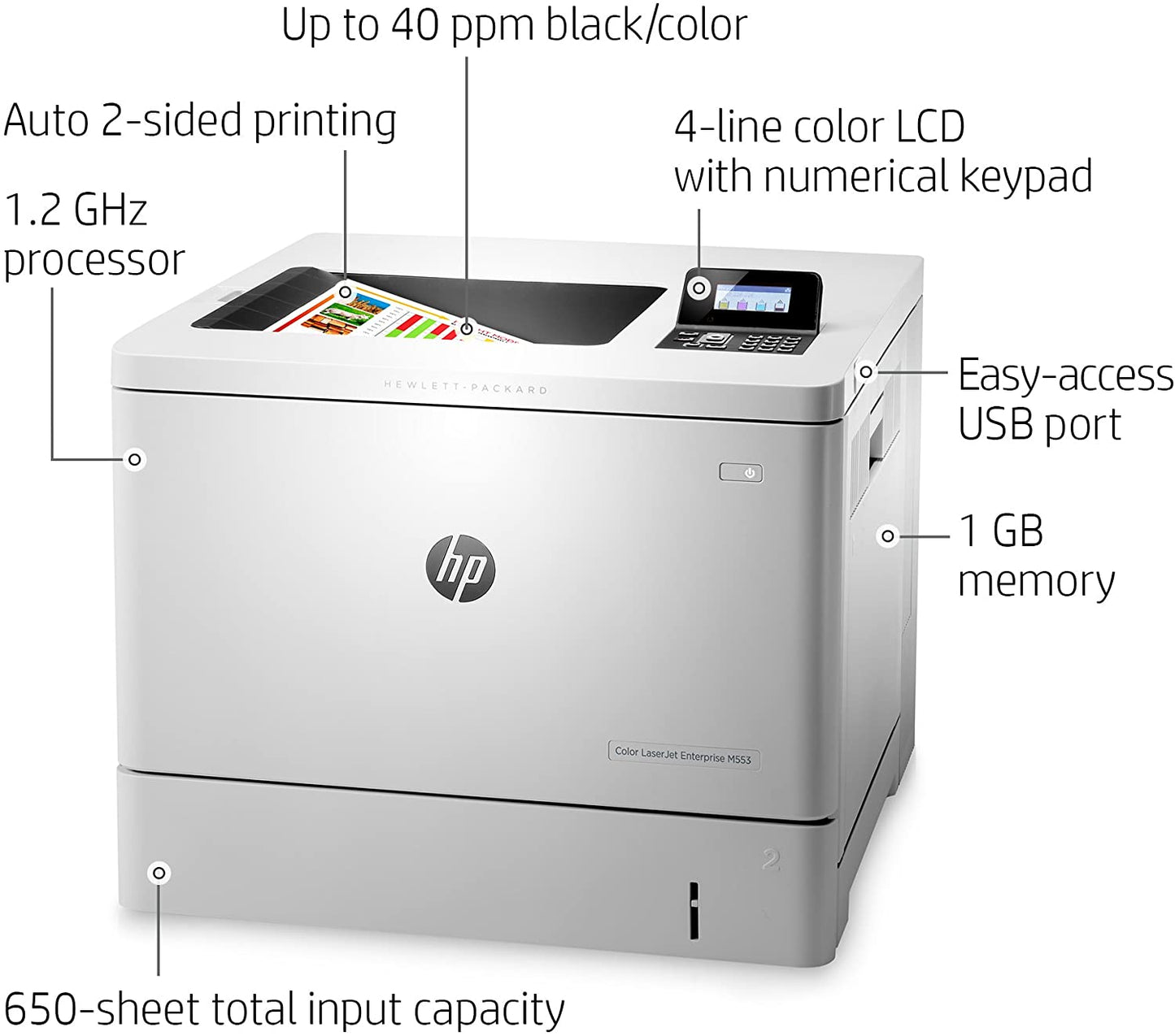 HP Laserjet M553DN B5L25A Duplex Network Color Printer M553