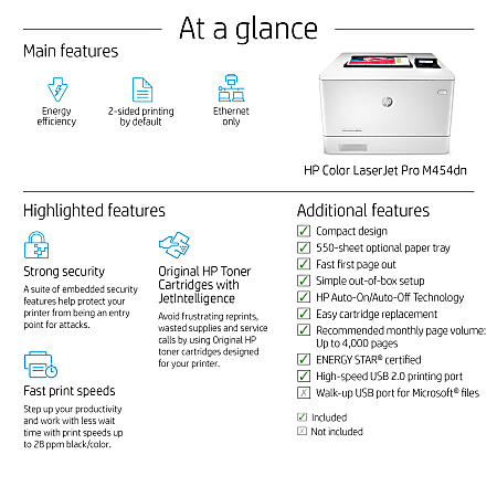 HP Color laserjet M454DN W1Y44A Plus extra toner set 414A