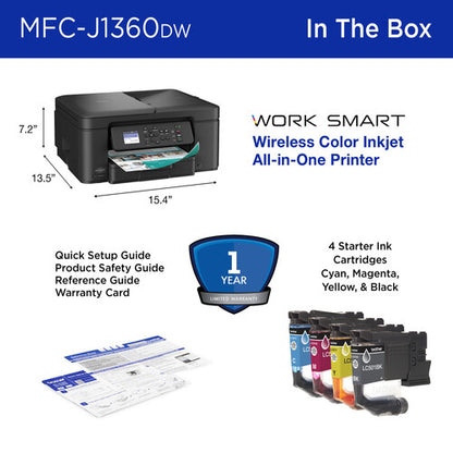 Brother WorkSmart MFC-J1360DW Wireless Color Inkjet All-in-One Printer