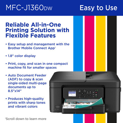 Brother WorkSmart MFC-J1360DW Wireless Color Inkjet All-in-One Printer
