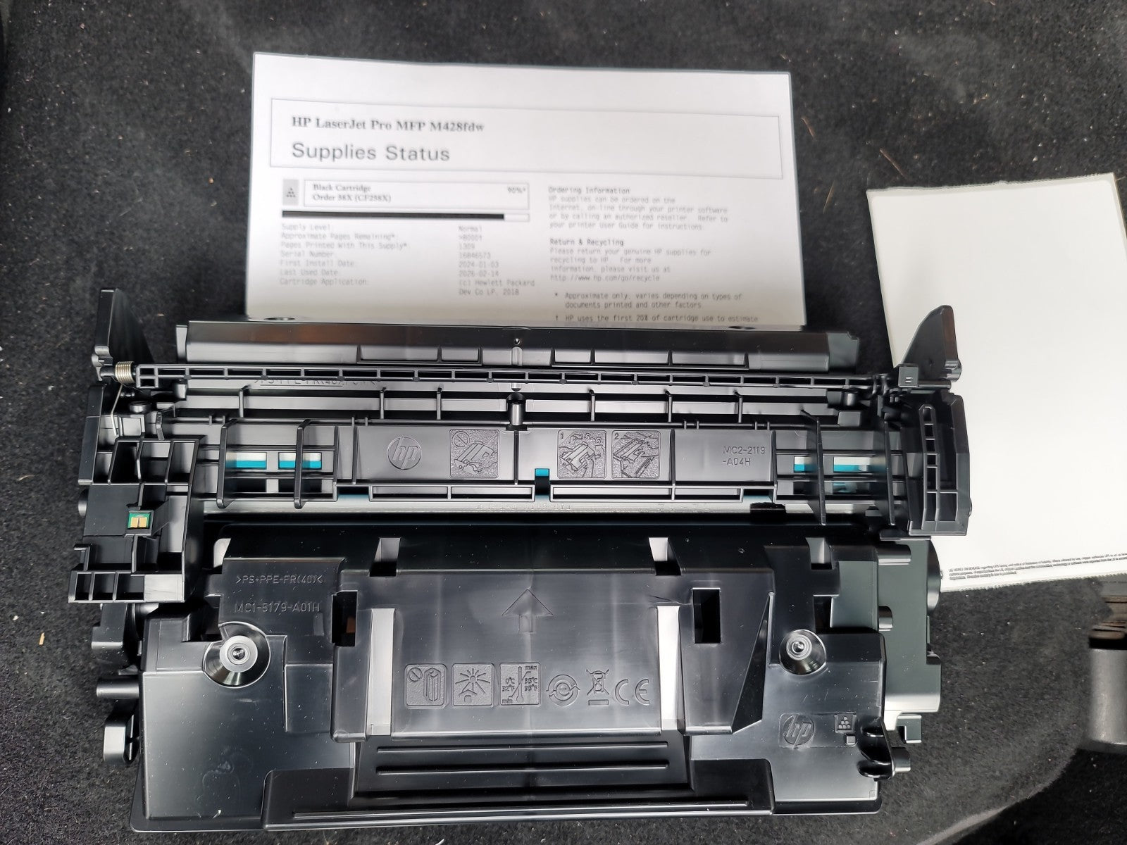 HP CF258XC 58X Black High Yield Toner Cart LJ Pro M428  M404 Series 90% Life 