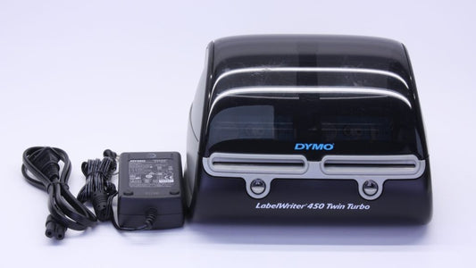 DYMO LabelWriter 450 Twin Turbo Label Printer 1750160 Black Silver  w/power cord