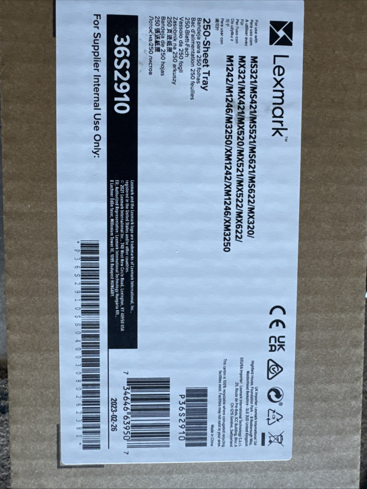 Lexmark 250-Sheet Printer Tray - 36S2910