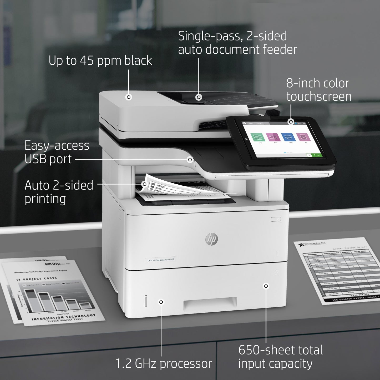 1PV64A HP LaserJet Enterprise MFP M528dn All-In-One Printer  Print Copy Scan Fax