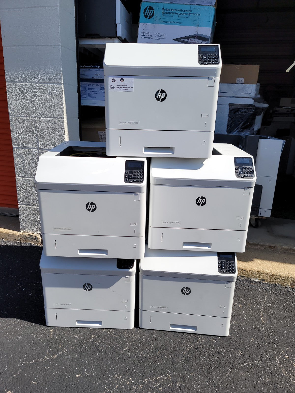 Lot of 5 HP M605dn LaserJet Enterprise Laser Printer - White  E6B70A