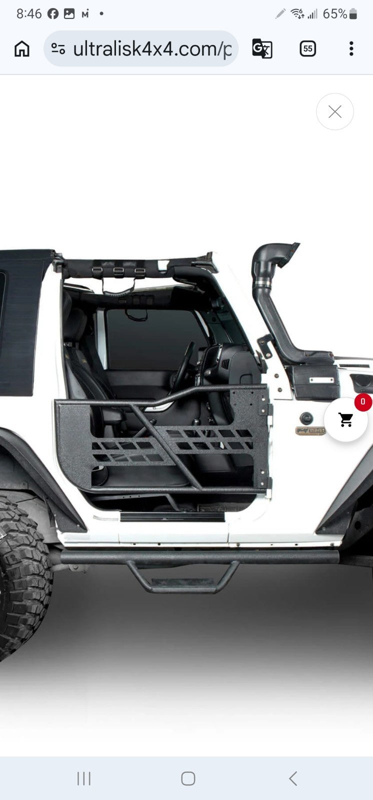 2x Tube Half Tubular Doors With Mirrors for Jeep Wrangler JK 2007-2018 2 Door