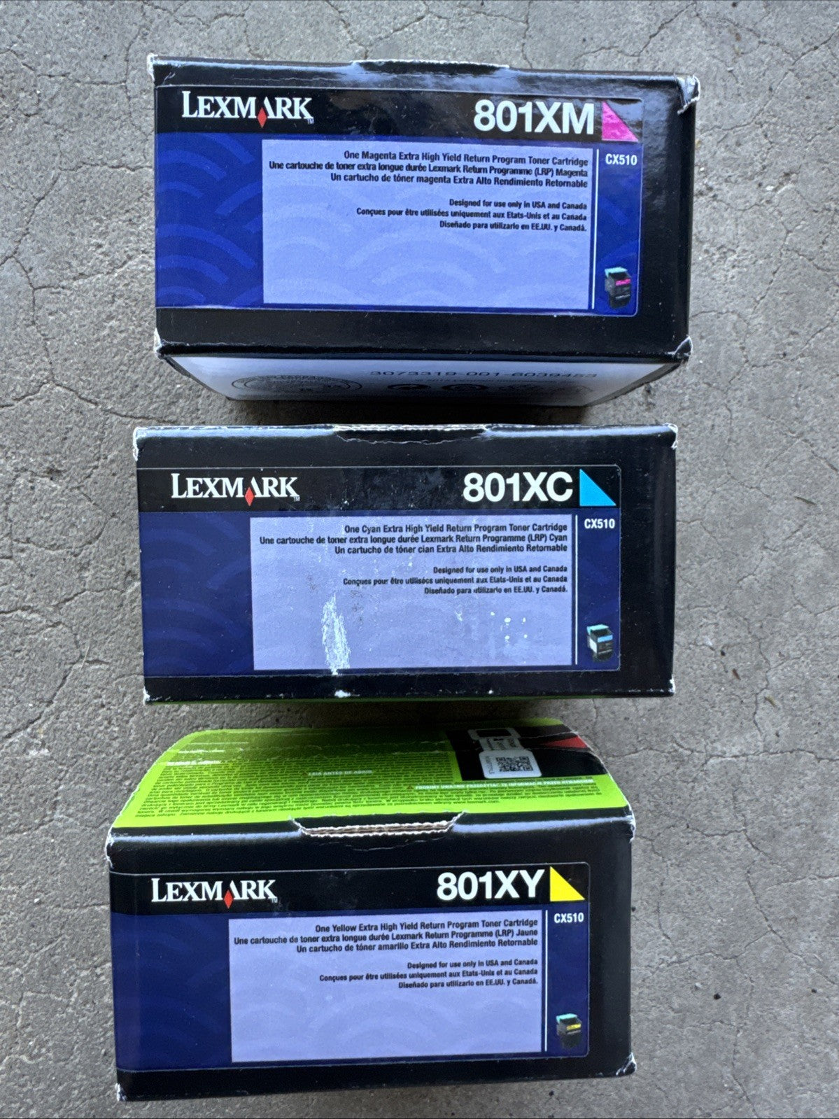 Genuine Lexmark 801XM 801CM 801YM Magenta  High-Yield Toner Set 3- NEW SEALED