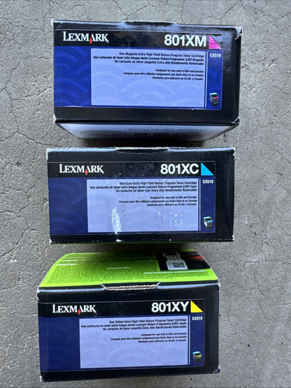 Genuine Lexmark 801XM 801CM 801YM Magenta  High-Yield Toner Set 3- NEW SEALED