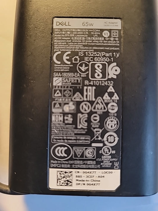 OEM DELL GENUINE LATITUDE INSPIRON 65W AC ADAPTER G4X7T JNKWD 6TFFF