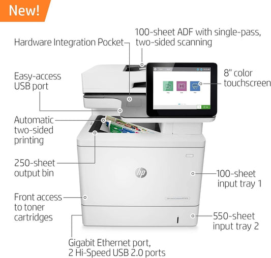 HP M578dn LaserJet All-In-One Printer  Copy Print Scan fax 7ZU85A