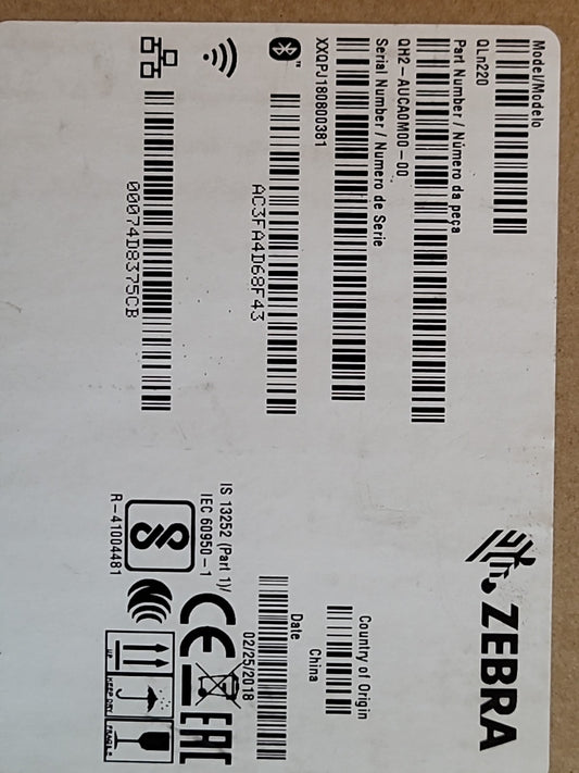 Zebra QLn220 Direct Thermal Mobile Label Printer - QN2-AUNA0M00-00 New In Box