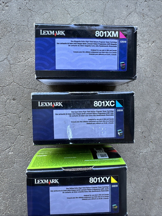 Genuine Lexmark 801XM 801CM 801YM Magenta  High-Yield Toner Set 3- NEW SEALED