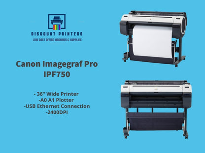 Canon imagePROGRAF iPF750 36" Wide Format A0 A1 Plotter USB Ethernet 2400DPI