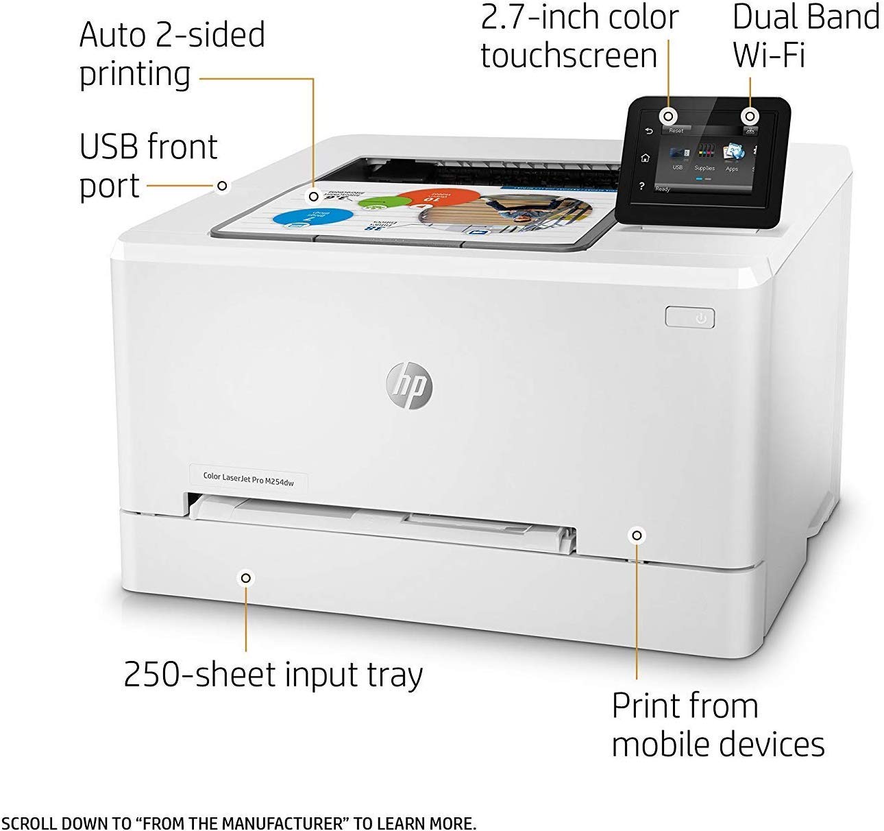 HP Color laserjet M254DW  WiFi Network  T6B60A Plus extra set of toners CF202X