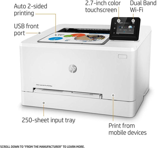 HP Color laserjet M254DW  WiFi Network  T6B60A Plus extra set of toners CF202X