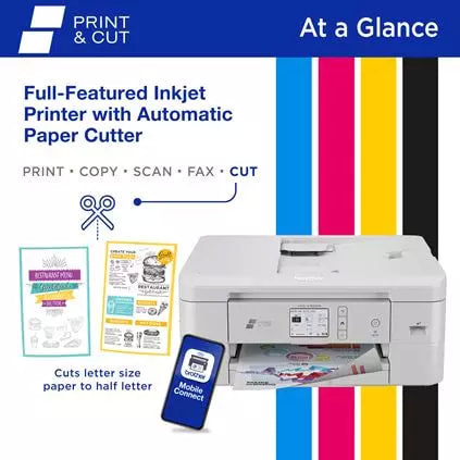 Brother MFC-J1800DW Print & Cut All-in-One Color Inkjet Printer with automatic paper cutter