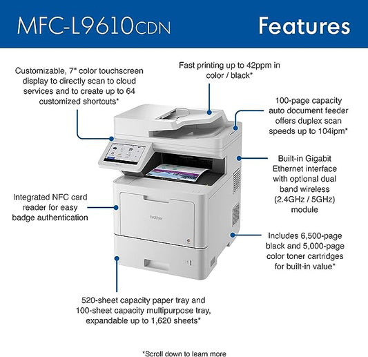 Brother Workhorse Series  MFC L9610CDN  Copy Print Scan Fax WKH
