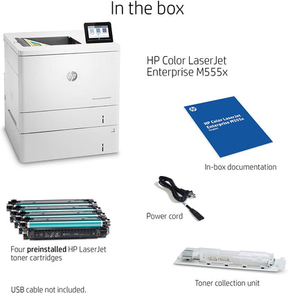 HP Laserjet M555X   Duplex Network Wireless Color Printer W/ 2 trays 7ZU79A